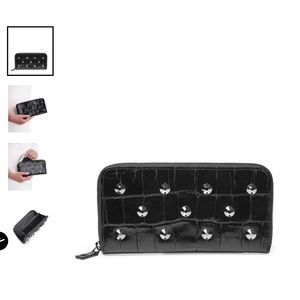 Eric Javits Zipper Around Black Crystal Wallet